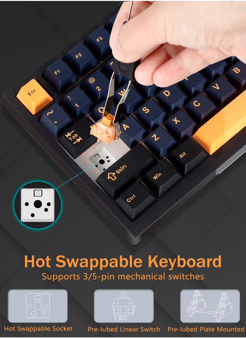HUO JI 75% Wireless Mechanical Gaming Keyboard, Creamy Sound, Hot Swappable, Pre-lubed Linear Switches, Gasket Structure, Multimedia Display, RGB Backlit, 2.4GHz/USB/BT5.0, Custom Keyboard for Win/Mac  - Image 5
