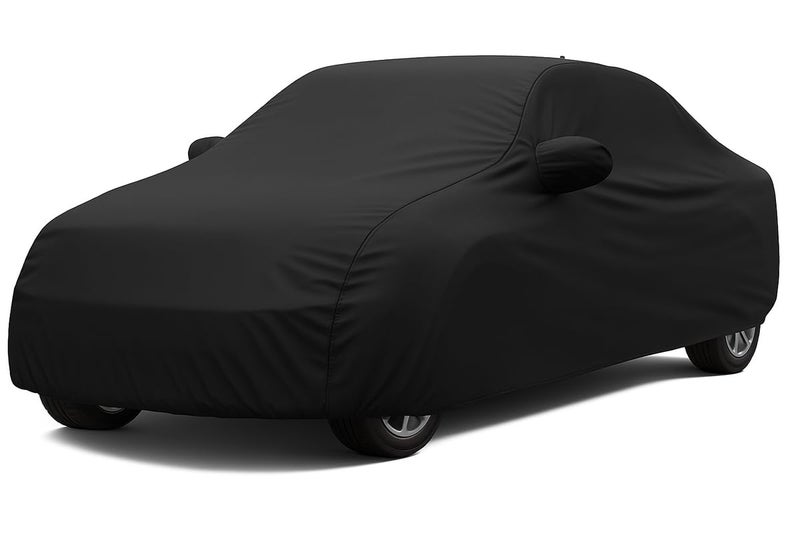 ULTRA SHIELD All Weather Water-Resistant Car Cover for Hyundai Verna | Durable Light-Weight Triple-Stitched Fabric, UV Protection, Dust-Proof | Mirror Pockets, Full Elastic | Black - Image 5