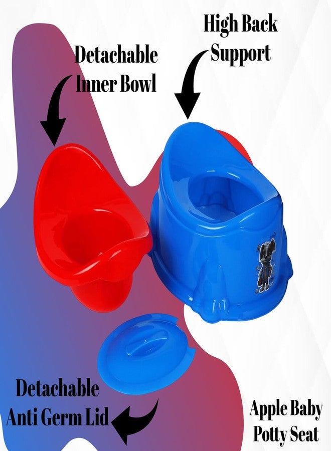 Zerya Apple Potty Toilet Trainer Seat with Removable Bowl And Closing Lid and High Back Support for 6-18 Month Toddler Boys Girls (Blue & Red) - Image 4