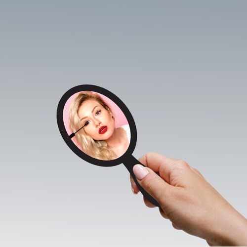Creative Arts n Frames 9x19 cm Oval Hand Mirror with Handle for Cosmetic Shaving Make Up Bathroom Salon Barber Travel and Indoor Use (Classy Black Small 3.5 X 7.5 inch Handheld Pocket Mirror) - Image 3