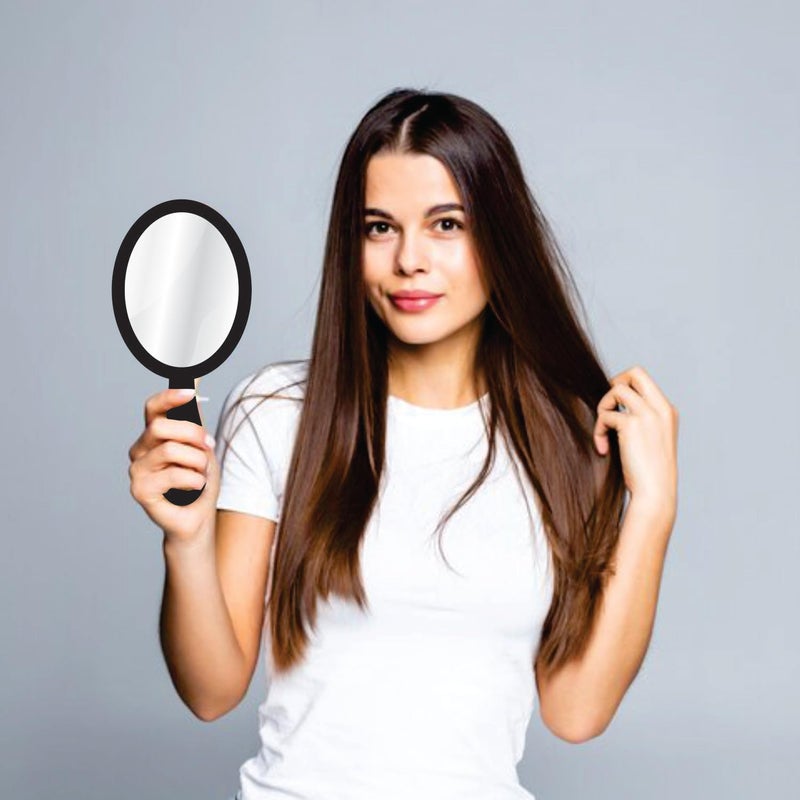 Creative Arts n Frames 9x19 cm Oval Hand Mirror with Handle for Cosmetic Shaving Make Up Bathroom Salon Barber Travel and Indoor Use (Classy Black Small 3.5 X 7.5 inch Handheld Pocket Mirror) - Image 5
