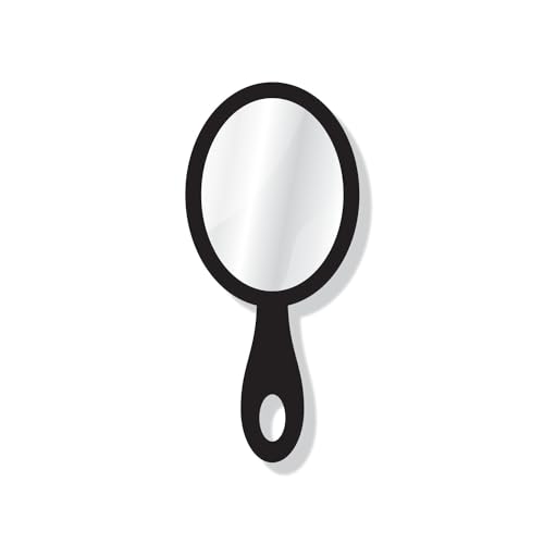 Creative Arts n Frames 9x19 cm Oval Hand Mirror with Handle for Cosmetic Shaving Make Up Bathroom Salon Barber Travel and Indoor Use (Classy Black Small 3.5 X 7.5 inch Handheld Pocket Mirror) - Image 2