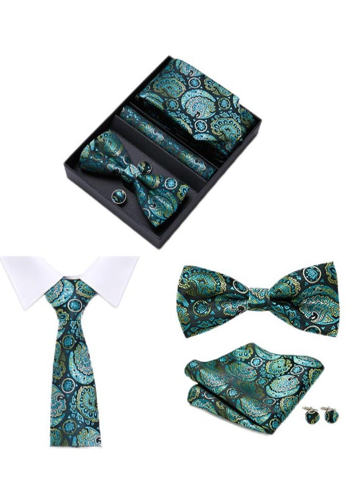 5 pcs high-end tie for men business professional formal tie bow tie cufflinks square scarf fashion accessories gift box  - Image 2