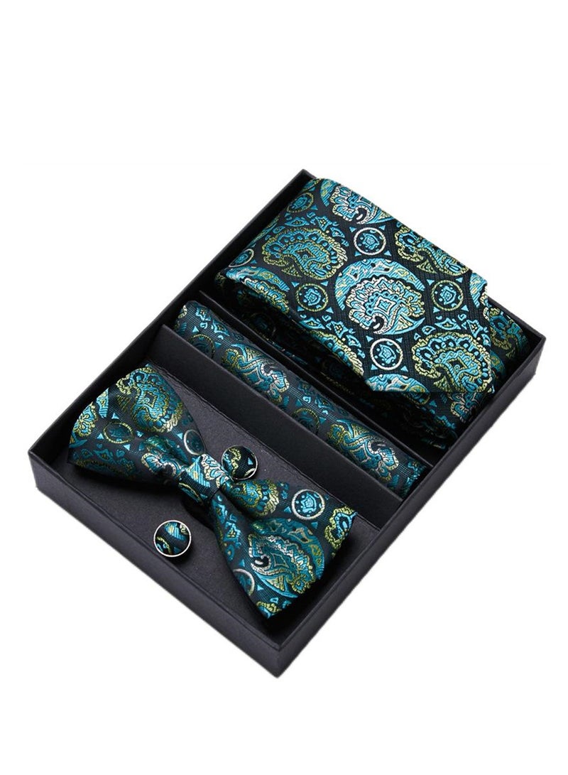 5 pcs high-end tie for men business professional formal tie bow tie cufflinks square scarf fashion accessories gift box  - Image 1