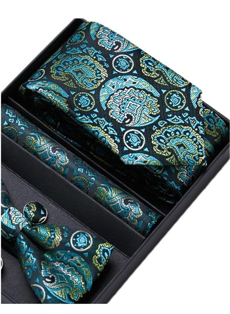 5 pcs high-end tie for men business professional formal tie bow tie cufflinks square scarf fashion accessories gift box  - Image 4