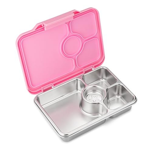 Yumbox Prêt Stainless Steel Leakproof Bento Lunch Box, Sandwich Friendly, Food Safe, Compact, Lightweight, Perfect for Kids Lunch, Adult Lunch, Portion Control and Food Prep (Versailles Pink) - Image 2