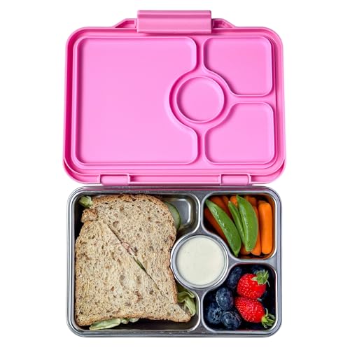 Yumbox Prêt Stainless Steel Leakproof Bento Lunch Box, Sandwich Friendly, Food Safe, Compact, Lightweight, Perfect for Kids Lunch, Adult Lunch, Portion Control and Food Prep (Versailles Pink) - Image 1