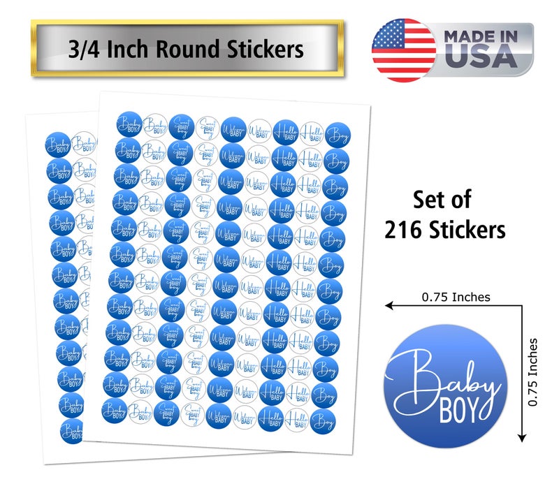 RokAPary 216 Modern Baby Shower Blue Kisses Labels for Baby Shower Or Baby Sprinkle Party Or Event Decorations, Stickers, Chocolate Drop Wrappers, Favors, Its a Boy. Made in USA - Image 3