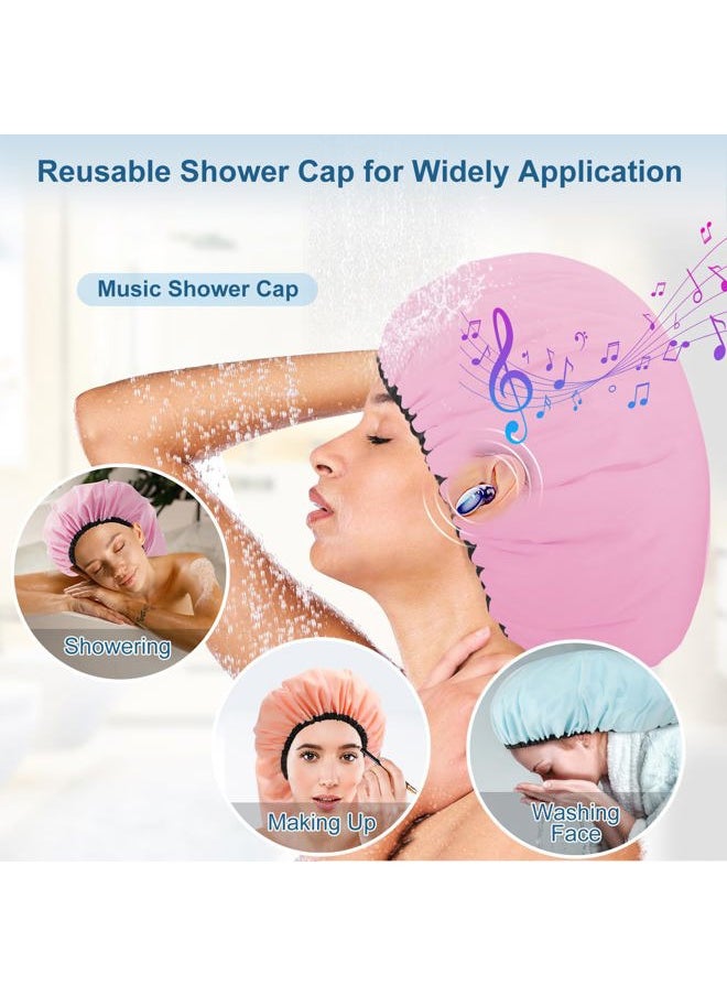 SHEOMERN - Sheomern 3 Pcs 16.5" Super Extra Large Shower Cap, Reusable Dual Waterproof Shower Cap for Women, Jumbo Satin Lined Shower Cap for Braids & Long Hair, XXL Adjustable Hair Cap for Locs Dreadlocks Music - Image 1