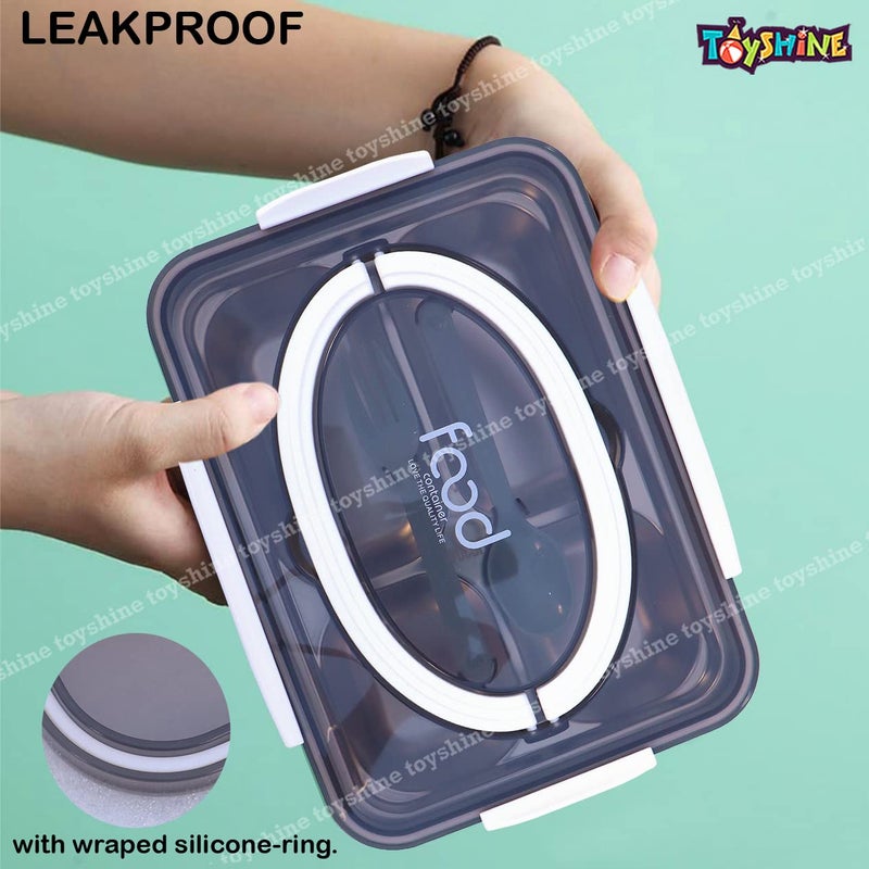 Toyshine Stainless Steel Bento Box for Kids and Adults 4 Compartments Dry Food Storage Container FoodSafe Materials with Handle Green - Image 4