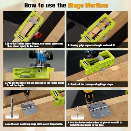 Sebupar Door Hinge & Door Latch Installation Kit, Door Hinge Mortiser Template, Door Latch for Accurate Chiseling and Scoring, Door Lock Installation Kit, Easy to Set Up and Use - Image 5