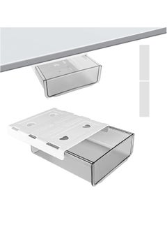 1pc Under Desk Drawers, Self-Adhesive Pop-up Hidden Under Table Desk Drawer Storage, Clear Multipurpose Under Desk Drawer Organizer for Home Office School Supplies Arts & Crafts Storage