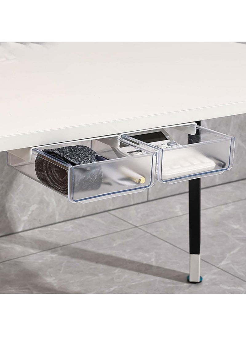 Generic - 1pc Under Desk Drawers, Self-Adhesive Pop-up Hidden Under Table Desk Drawer Storage, Clear Multipurpose Under Desk Drawer Organizer for Home Office School Supplies Arts & Crafts Storage - Image 1