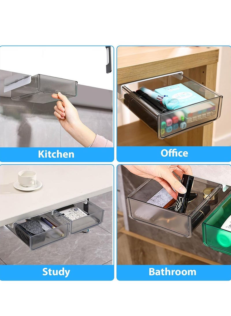 Generic - 1pc Under Desk Drawers, Self-Adhesive Pop-up Hidden Under Table Desk Drawer Storage, Clear Multipurpose Under Desk Drawer Organizer for Home Office School Supplies Arts & Crafts Storage - Image 1