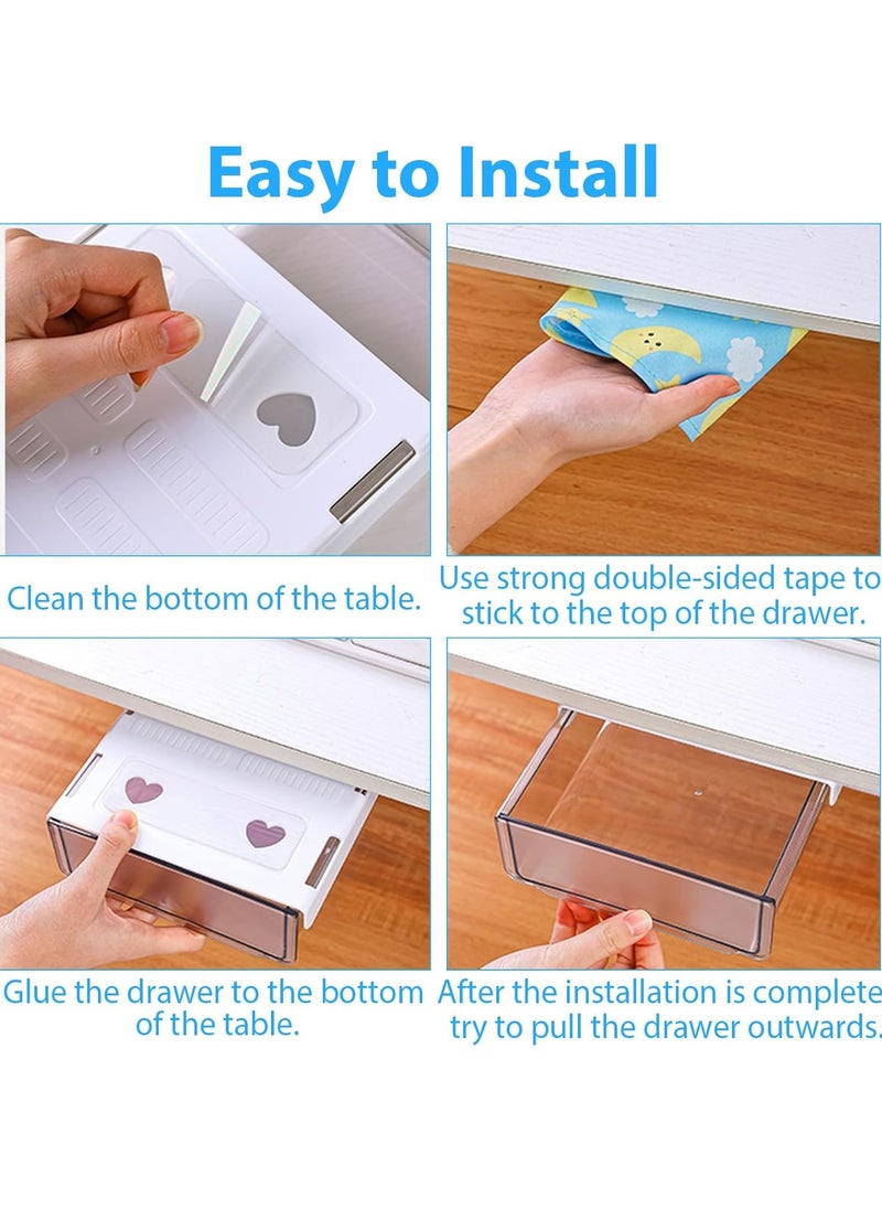 Generic - 1pc Under Desk Drawers, Self-Adhesive Pop-up Hidden Under Table Desk Drawer Storage, Clear Multipurpose Under Desk Drawer Organizer for Home Office School Supplies Arts & Crafts Storage - Image 1