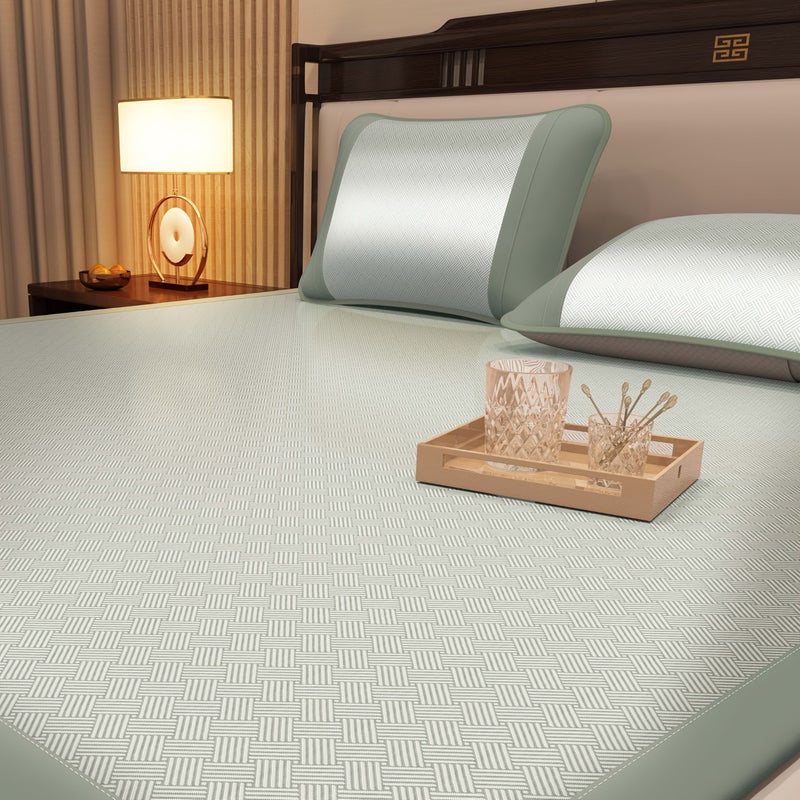 1pc Solid Color Minimalist Cooling Mat Comfortable Skin Friendly Single Mat Blue 35.43x78.74 Inch Suitable For Dormitory Bedroom Tatami Summer - Image 1