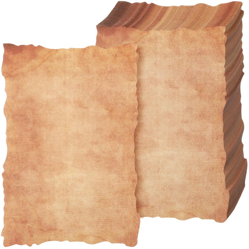 Harloon 100 Pcs Vintage Old Looking Cotton Watercolor Paper Cardstock Blank 200 GSM Thick Antiqued Deckle Edge Virgin Paper for Drawing Writing Printing Invitations Greeting 4x6 Inch - Image 2