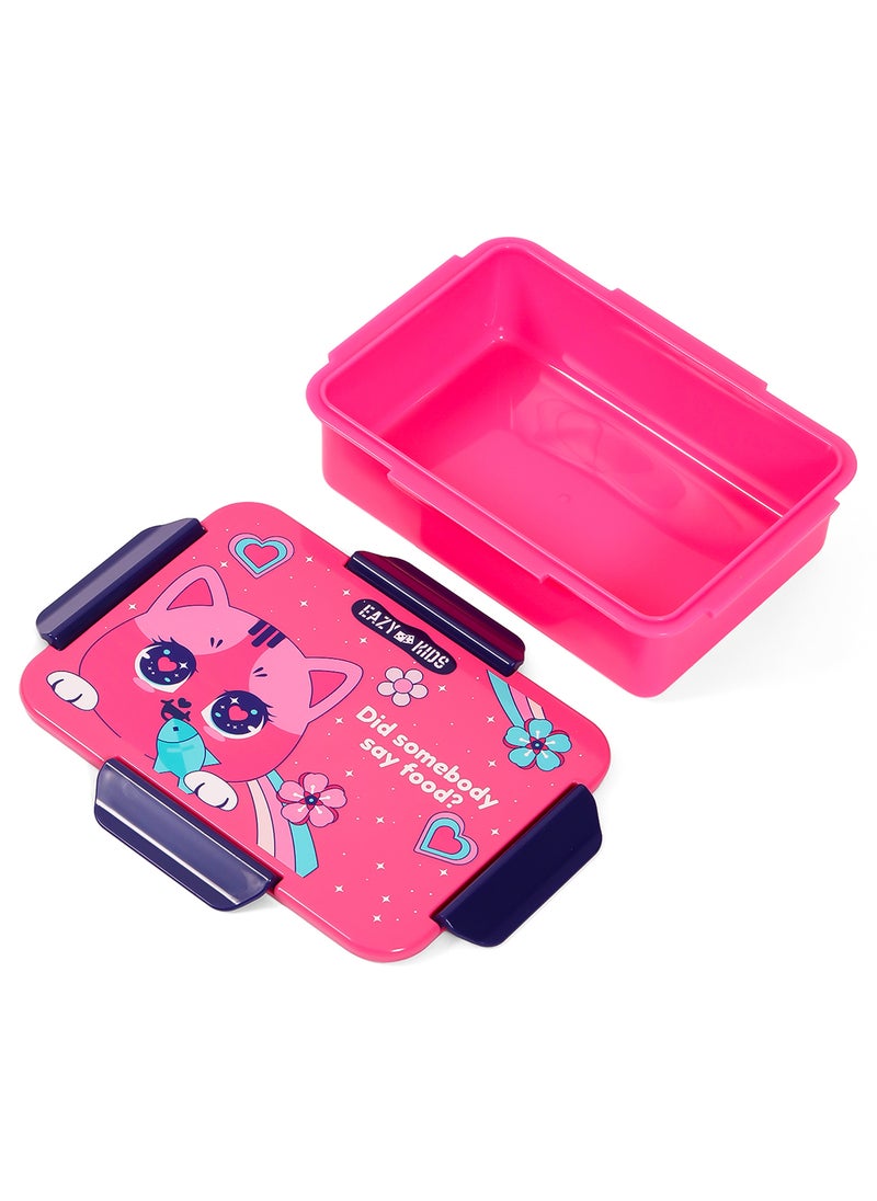Eazy Kids 1, 2, 3, 4 Compartment Convertible Bento Lunch Box Cat - Pink 850Ml  - Image 5