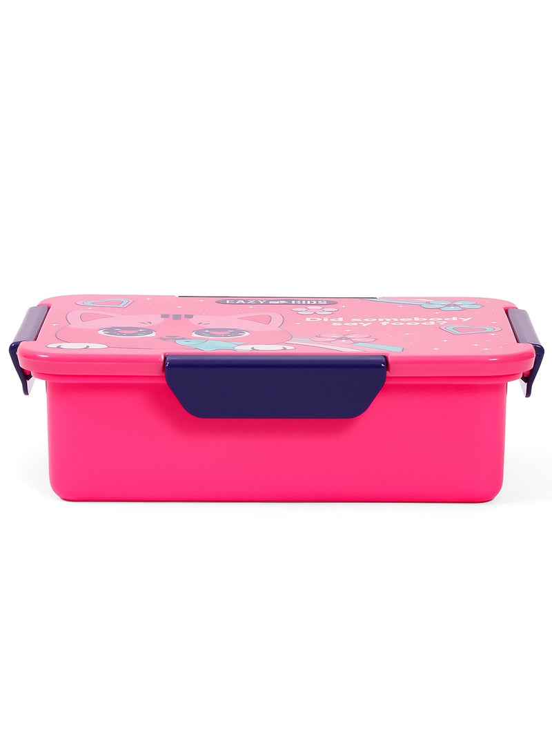 Eazy Kids 1, 2, 3, 4 Compartment Convertible Bento Lunch Box Cat - Pink 850Ml  - Image 4