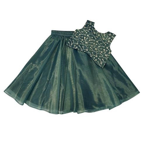 Comrate Kids Traditional Rama Lehenga Choli Dress For Baby Girls 4-5 Years | Material: Net | Finish Type: Readymade - Image 1