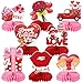 JULMELON Valentines Table Decorations Honeycomb Centerpiece 8pcs Valentines Day Centerpieces for Tables 3D Valentines Day Table Decor Heart Table Toppers for Valentines Party Decorations - Image 2