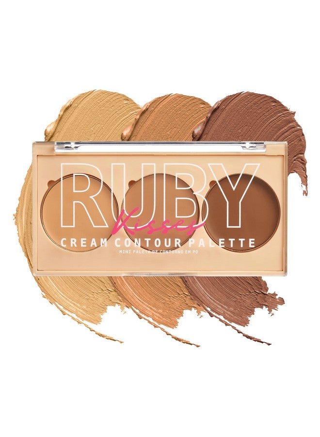 روبي كيسيز لوحة كونتور 3 في 1، لوحة كونتور وإخفاء وإضاءة صغيرة متعددة الاستخدامات، تدوم طويلاً وسهلة الدمج، لوحة كونتور كريمية للبشرة الدهنية والجافة (متوسطة إلى سمراء) - Image 1