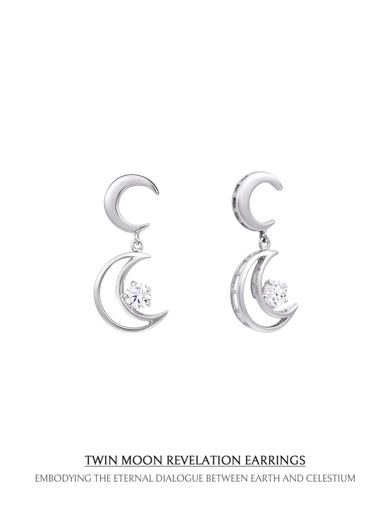 AWNL Twin Moon Revelation Earrings for Women – Sterling Silver Elegance Adorned with White Zirconia, Middle East Exclusive Collection - Image 4