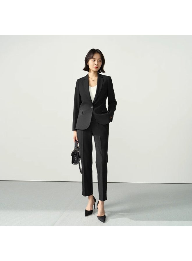 Lady Bird Miss Bird Women's Professional Suit Small Size Workwear College Student Interview Business Suit Black Top And Pants M - Image 3