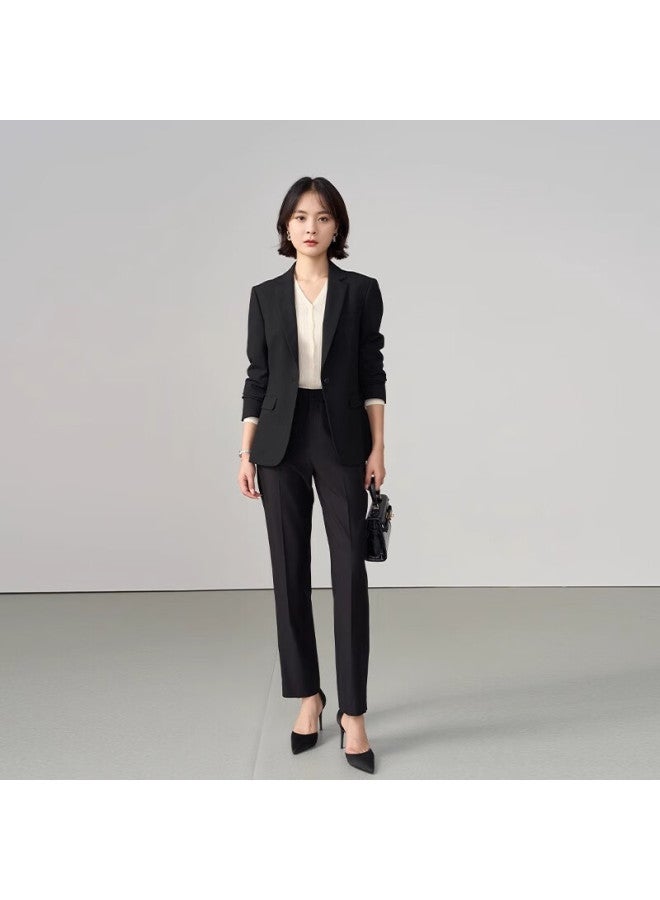 Lady Bird Miss Bird Women's Professional Suit Small Size Workwear College Student Interview Business Suit Black Top And Pants M - Image 1