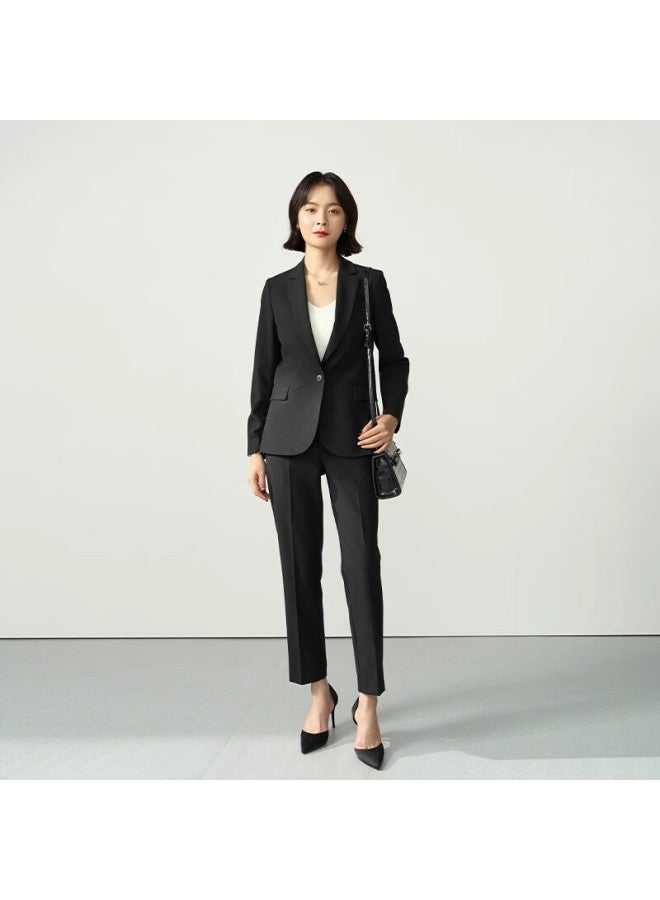 Lady Bird Miss Bird Women's Professional Suit Small Size Workwear College Student Interview Business Suit Black Top And Pants M - Image 2