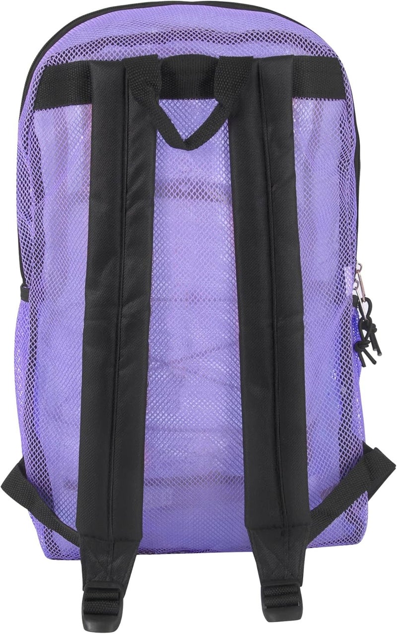 Trailmaker Deluxe See Through Mesh Backpack with Bungee Cord & Adjustable Padded Straps for Swimming, Travel (Lavender) - Image 5