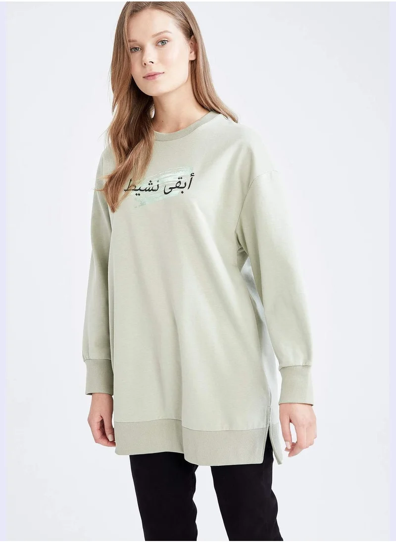 ديفاكتو Regular Fit Long Sleeve Tunic Hoodie