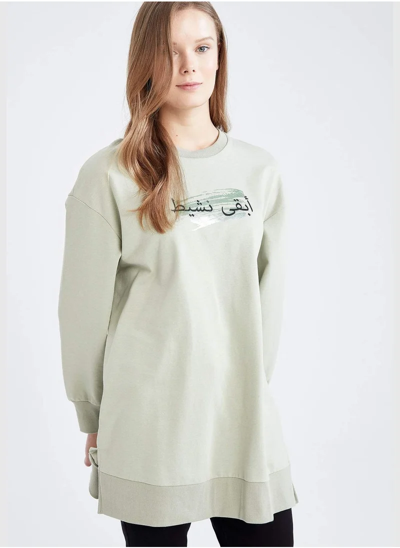 ديفاكتو Regular Fit Long Sleeve Tunic Hoodie