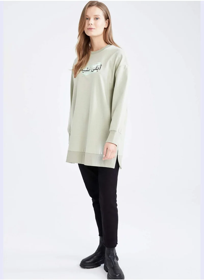 ديفاكتو Regular Fit Long Sleeve Tunic Hoodie