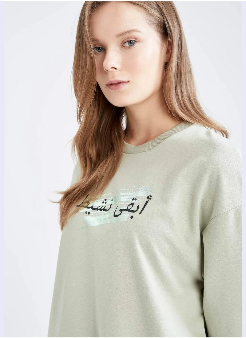 ديفاكتو Regular Fit Long Sleeve Tunic Hoodie