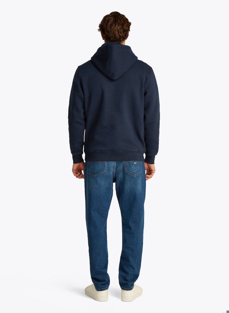 تومي جينز هودي بجيب أمامي كبير مطرز بالشعار - Image 2