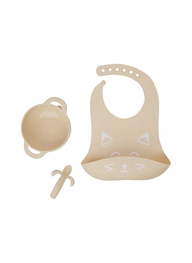 babymoov - 3 - Pieces Silicone Bowl, Spoon And Bib Weaning Set In Peach, Bpa - Free, Bowl With Suction Base, Ergonomic Spoon, Adjustable Bib - Image 1