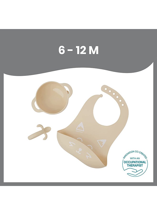 babymoov - 3 - Pieces Silicone Bowl, Spoon And Bib Weaning Set In Peach, Bpa - Free, Bowl With Suction Base, Ergonomic Spoon, Adjustable Bib - Image 1