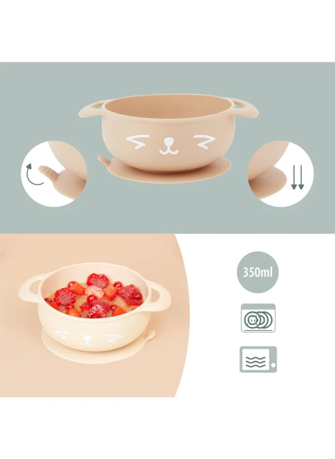 babymoov 3 - Pieces Silicone Bowl, Spoon And Bib Weaning Set In Peach, Bpa - Free, Bowl With Suction Base, Ergonomic Spoon, Adjustable Bib