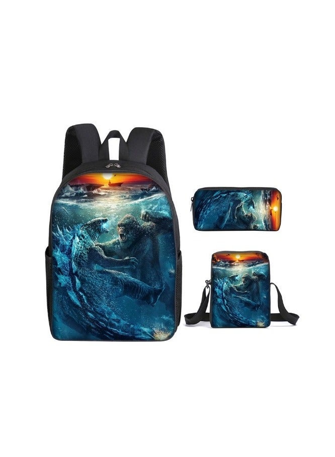 Godzilla New Godzilla Student Backpack Three-piece Set 29*16*42cm