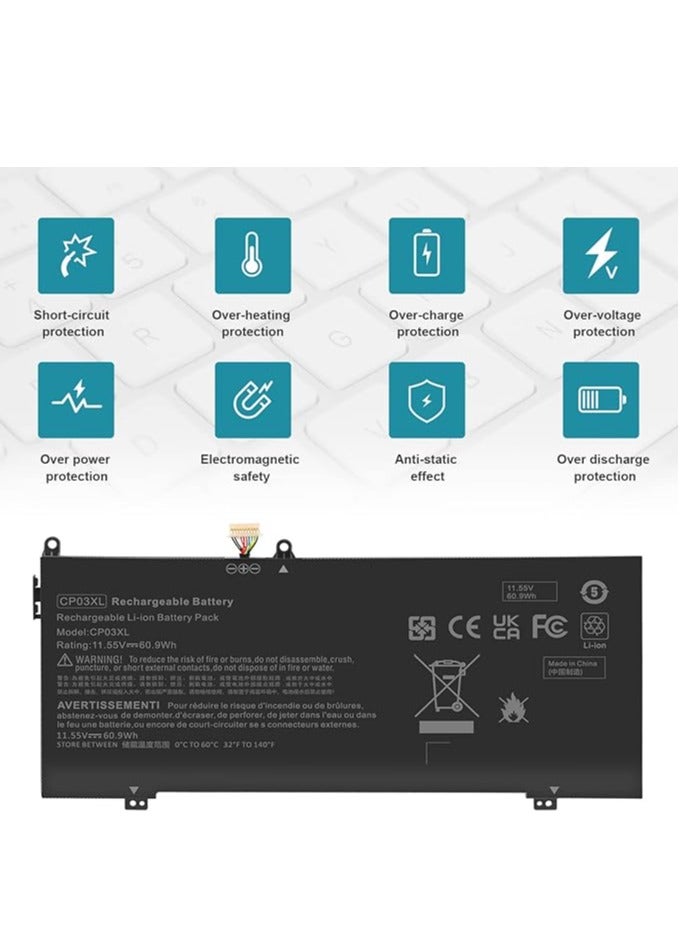 Terabyte Replacement  60.9Wh CP03XL Laptop Battery for HP Spectre 13 X360 13-ae000 13-ae049ng 13-ae040ng 13-ae006no 13-ae001ng 13t-ae000 13t-ae012dx CP03 060XL 9 929066-421 929072-855 HSTNN-LB8 HSTNN-LB8E TPN-Q199 - Image 5