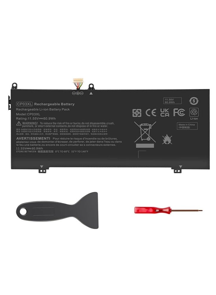 Terabyte Replacement  60.9Wh CP03XL Laptop Battery for HP Spectre 13 X360 13-ae000 13-ae049ng 13-ae040ng 13-ae006no 13-ae001ng 13t-ae000 13t-ae012dx CP03 060XL 9 929066-421 929072-855 HSTNN-LB8 HSTNN-LB8E TPN-Q199 - Image 1