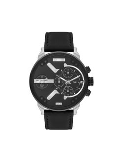 Men's Quartz Movement Watch Multi Function Display and Leather Strap - LC07491.351, Black