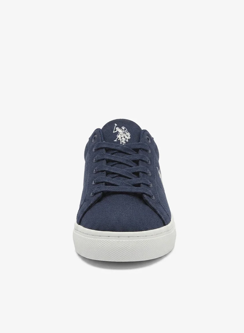 U.S. Polo Assn.  U.S. Polo Assn. Men's Casual Lace-Up Low Top Canvas Sneakers with Cushioned Sole, Navy Blue/White for Men | Best Price UAE