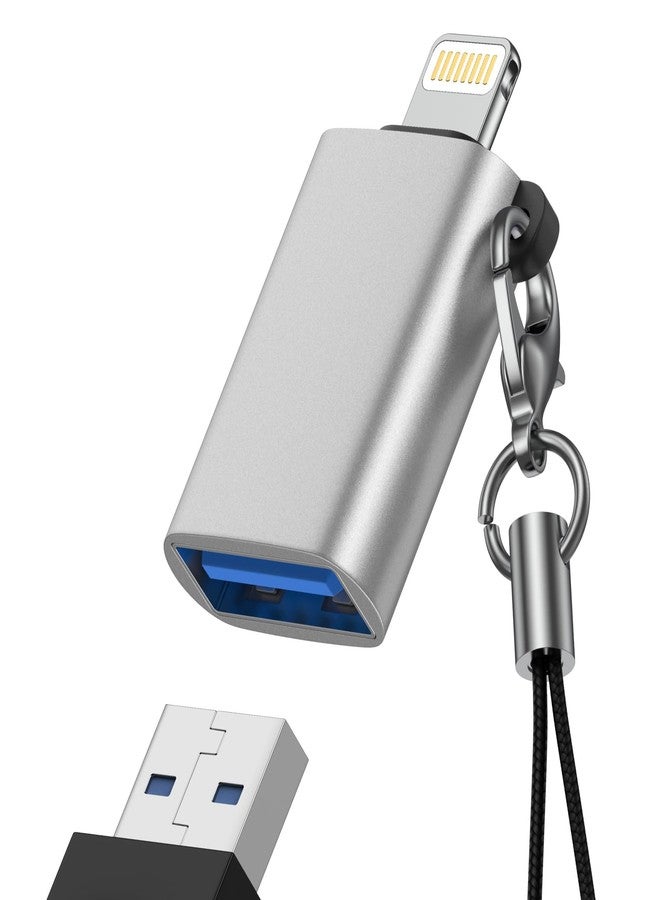 Haoano iPhone OTG Adapter, USB 3.0 Female to Lightning Male Adapter OTG Dongle for iPhone 14 13 12 11 Xr X XS 8, iPad Air Pro Mini, Camera, Card Reader, Keyboard, Mouse, Hubs, USB Disk Connection - Silver - Image 1