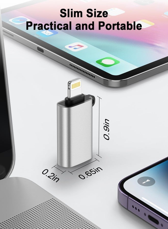 Haoano iPhone OTG Adapter, USB 3.0 Female to Lightning Male Adapter OTG Dongle for iPhone 14 13 12 11 Xr X XS 8, iPad Air Pro Mini, Camera, Card Reader, Keyboard, Mouse, Hubs, USB Disk Connection - Silver - Image 3