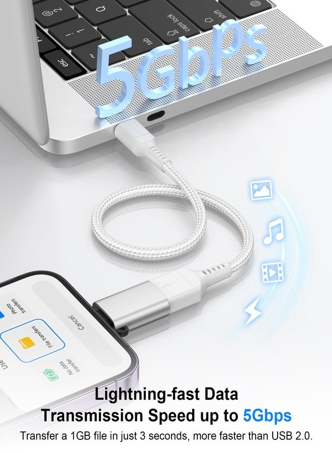 Haoano iPhone OTG Adapter, USB 3.0 Female to Lightning Male Adapter OTG Dongle for iPhone 14 13 12 11 Xr X XS 8, iPad Air Pro Mini, Camera, Card Reader, Keyboard, Mouse, Hubs, USB Disk Connection - Silver - Image 2