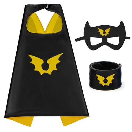 Mizzuco Dress Up Capes for Kids Superhero Cloak with Mask and Waistband Halloween Costumes and Party Dress up GiftBlack - Image 1