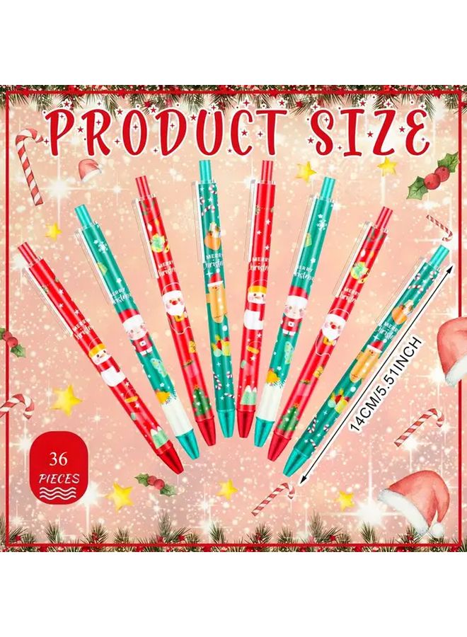 36 Randomly Patterned Christmas Ballpoint Pens Retractable Gel Ink Holiday Party Gifts - Image 2
