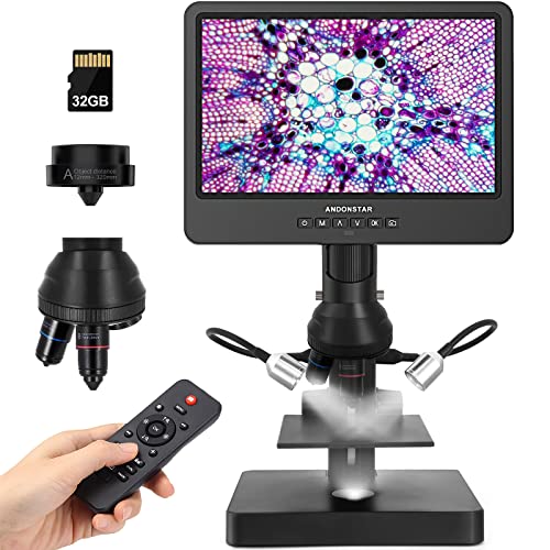 Andonstar AD249S-P 10.1 Inch HDMI Digital Microscope, 4000x 3 Lens 2160P UHD Video Record, Biological Microscope Kit for Adults and Kids, Coin Microscope for Error Coins, Prepared Slides, 32G SD Card - Image 1